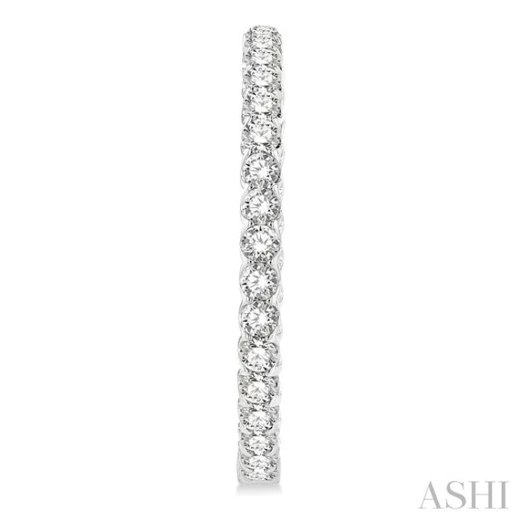 10 ctw Round Cut Diamond In & Out 1 1/2 Inch Hoop Earrings in 14K White Gold