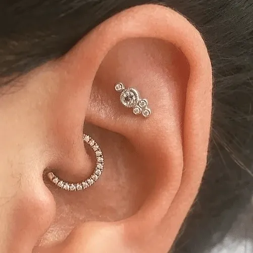 16g Cubic Zirconia Horizontal Eternity Hoop Earring by Maria Tash in Rose Gold