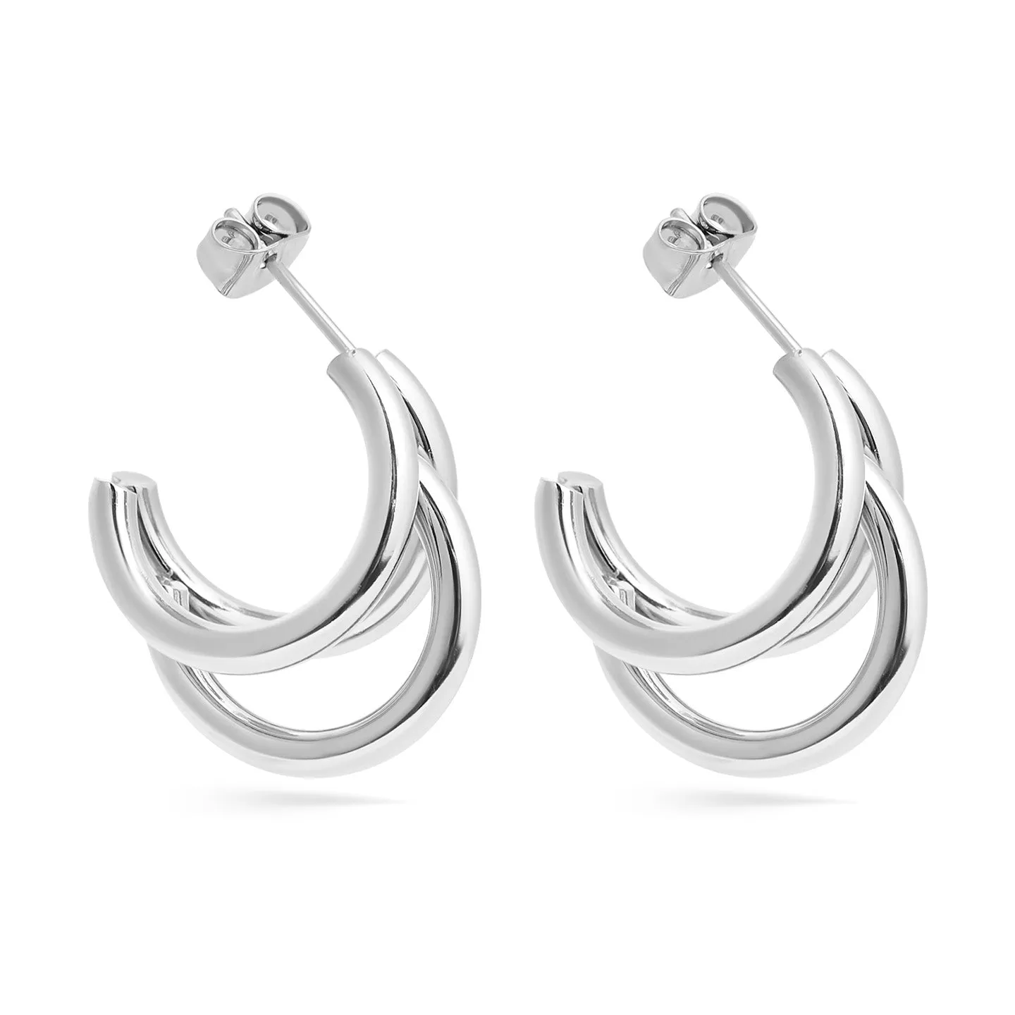 18K Gold PVD Stainless Steel Statement Huggie Hoop Earrings / ERJ0038