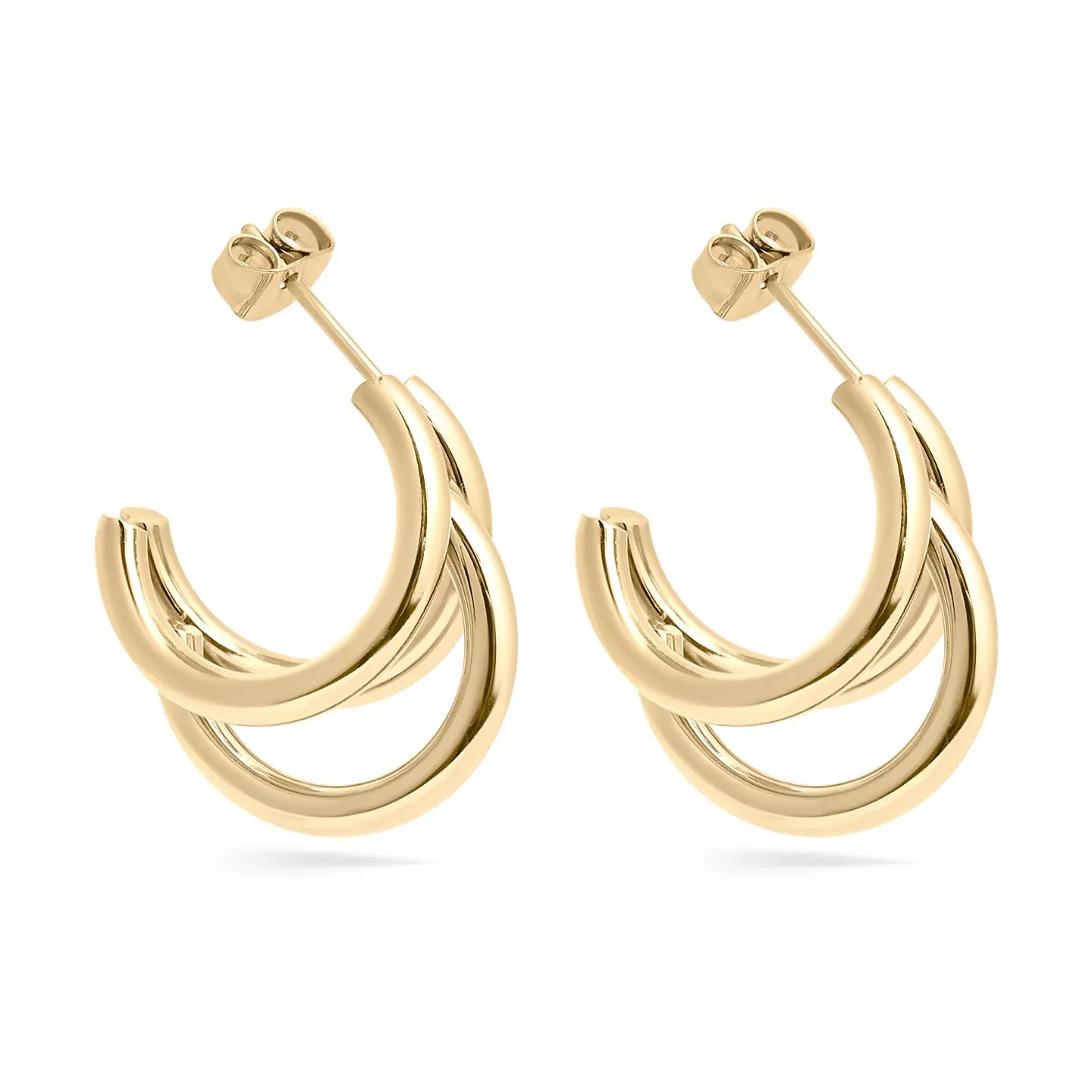 18K Gold PVD Stainless Steel Statement Huggie Hoop Earrings / ERJ0038