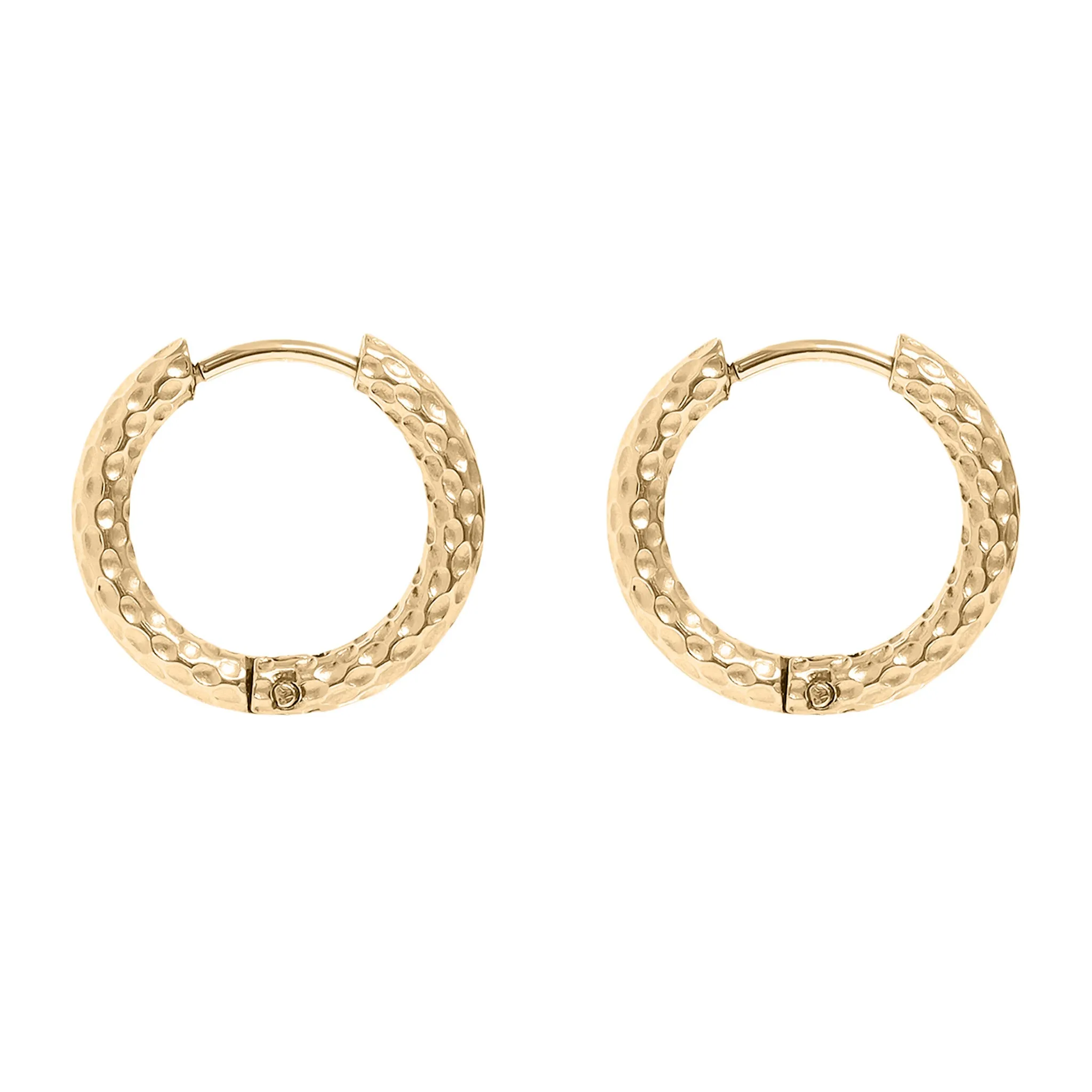 18K Gold PVD Stainless Steel Textured Huggie Hoop Earrings / ERJ0025