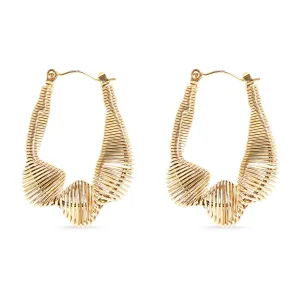 18K Gold PVD Stainless Steel Wired Statement Hoop Earrings / ERJ0016