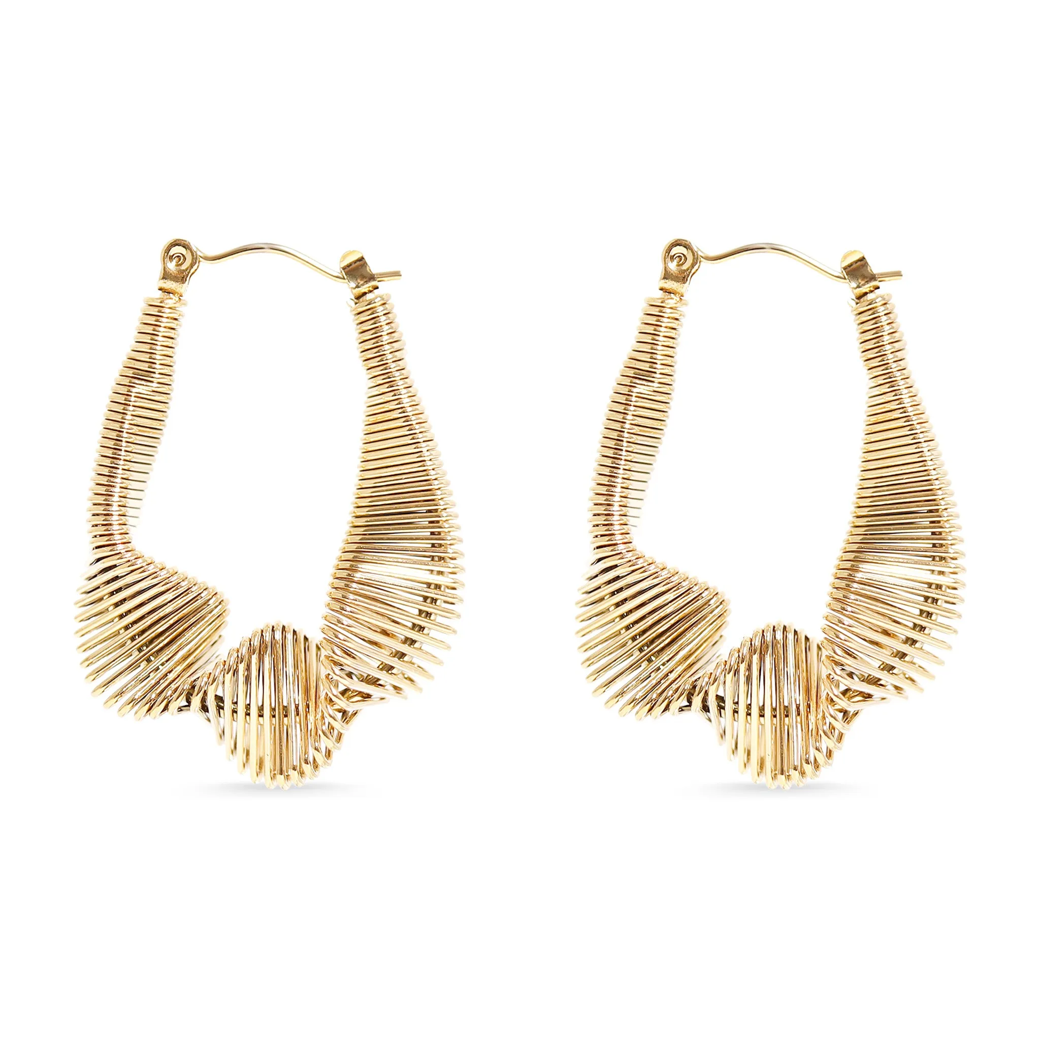 18K Gold PVD Stainless Steel Wired Statement Hoop Earrings / ERJ0016