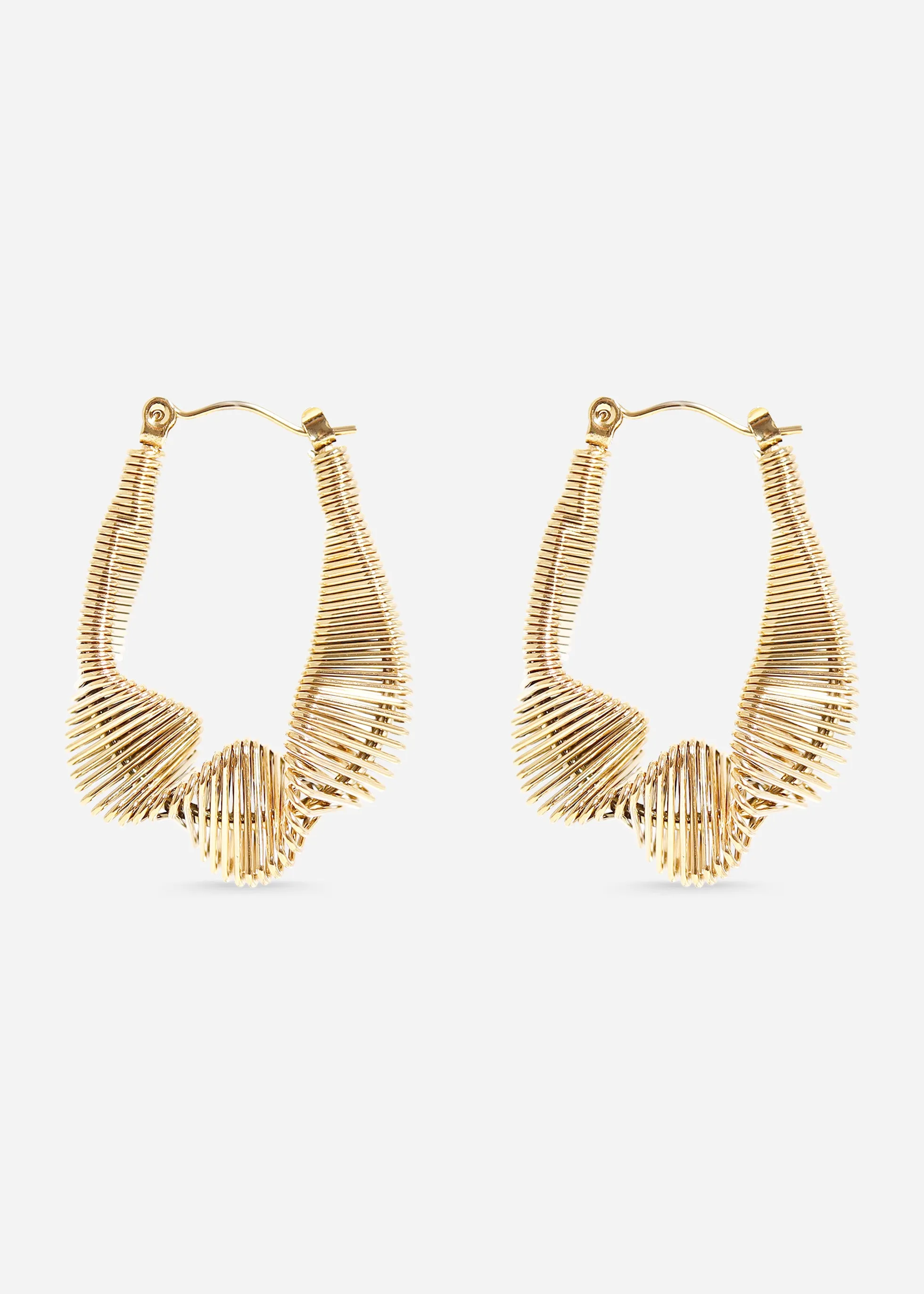 18K Gold PVD Stainless Steel Wired Statement Hoop Earrings / ERJ0016