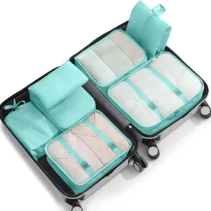 7 Set Packing Cubes for Suitcases,Packing Cube with Shoe, Cosmetics, Clothing, and Accessories Bags Packing Cubes for Travel Luggage Organizer Women Men(Blue)