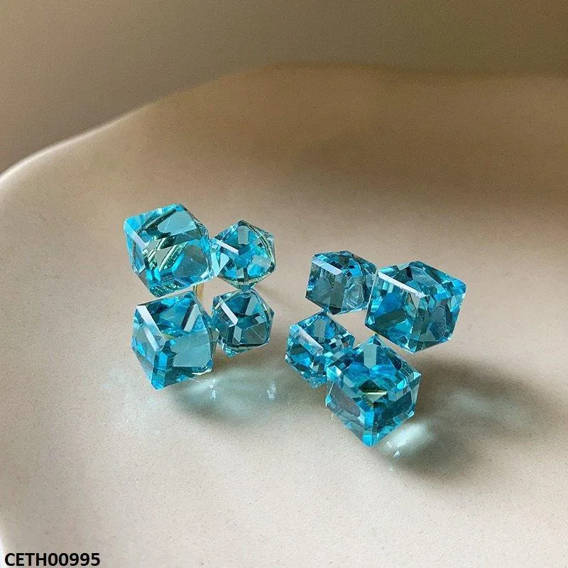 Aqua Stone Square box tops pair