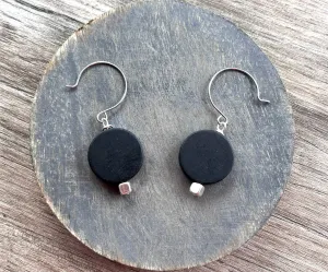 Black Resin Statement Matte Dangle Earrings Jewelry Set - Charlotte