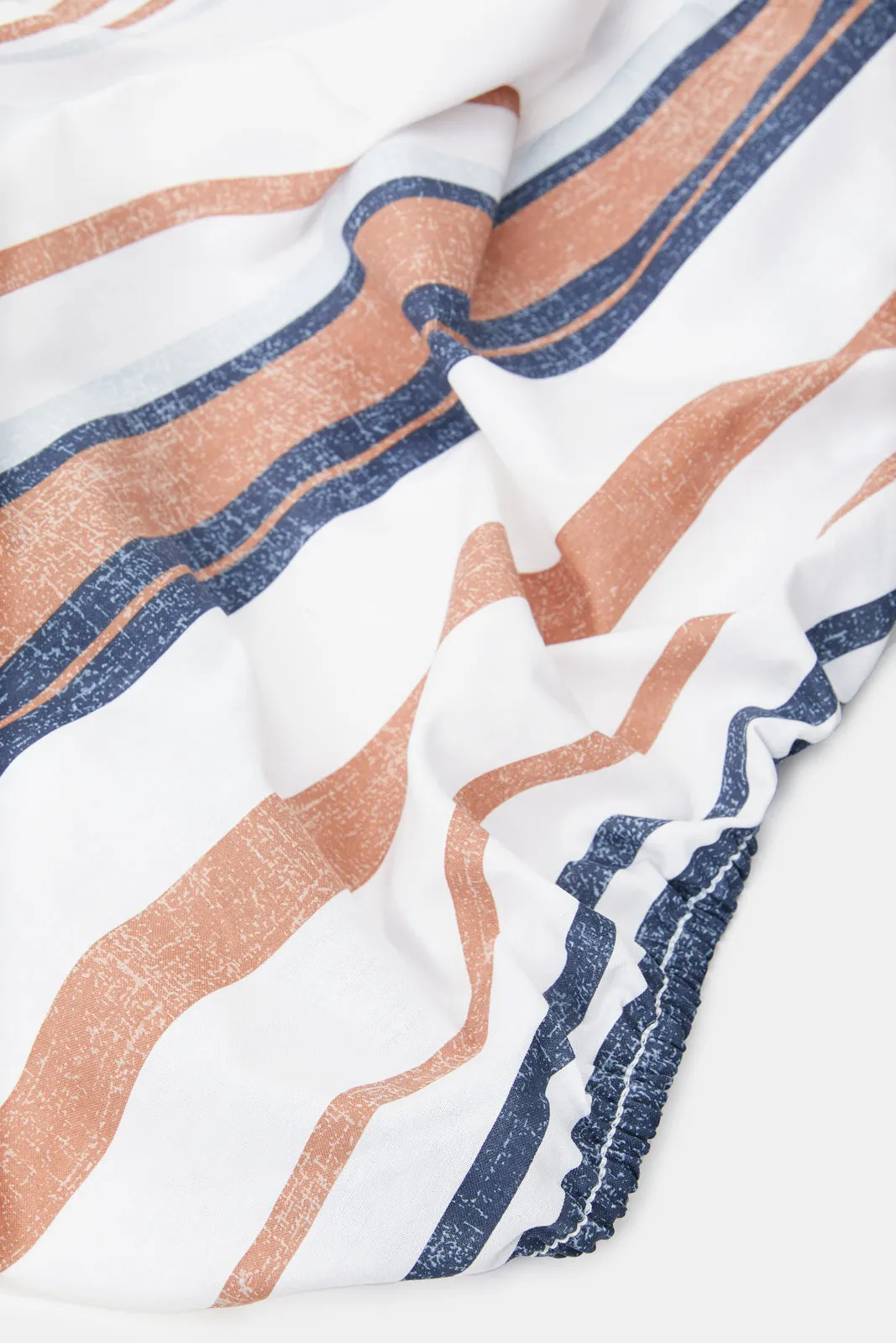 Blue Stripe Printed Fitted Sheet (King Size)