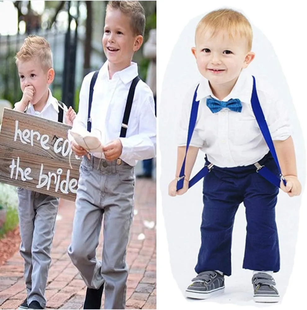 Child Kids Suspenders Bow Tie for Boys and Girls Adjustable Elastic Classic Accessory Sets Age 1 to 13 Year