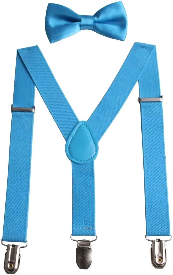 Child Kids Suspenders Bow Tie for Boys and Girls Adjustable Elastic Classic Accessory Sets Age 1 to 13 Year