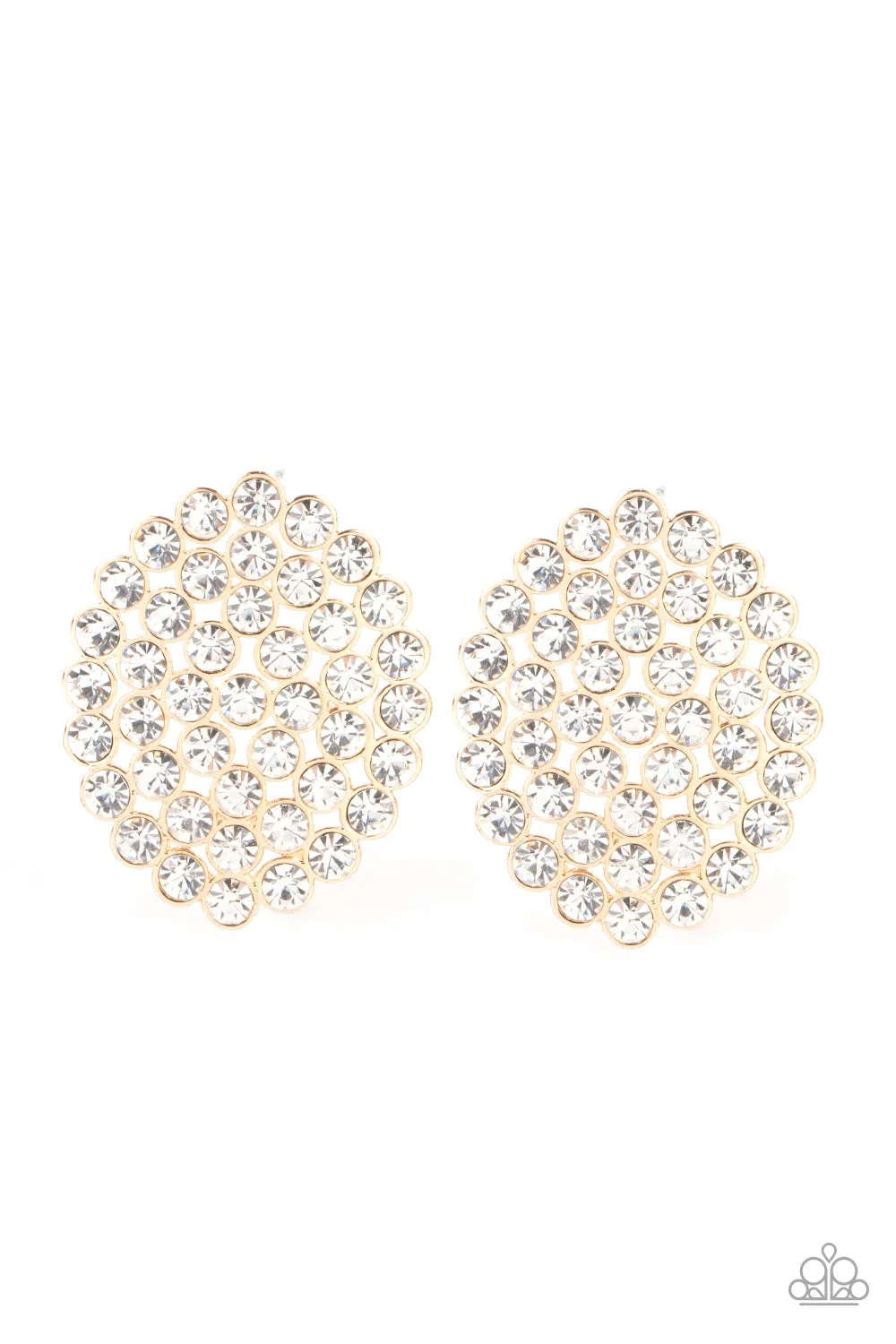 Drama School Dropout - Gold Bling Earrings - Paparazzi Accessories