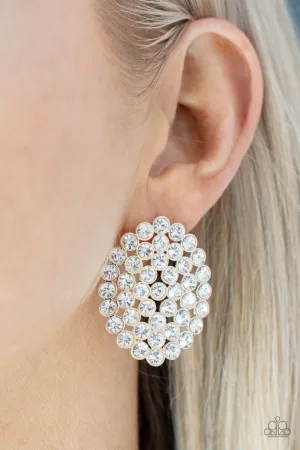 Drama School Dropout - Gold Bling Earrings - Paparazzi Accessories