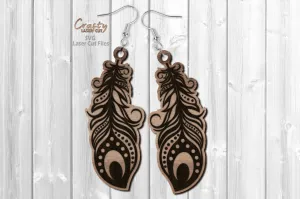 Feather Earrings SVG Laser Cut Files | Boho SVG | Glowforge Earring Files