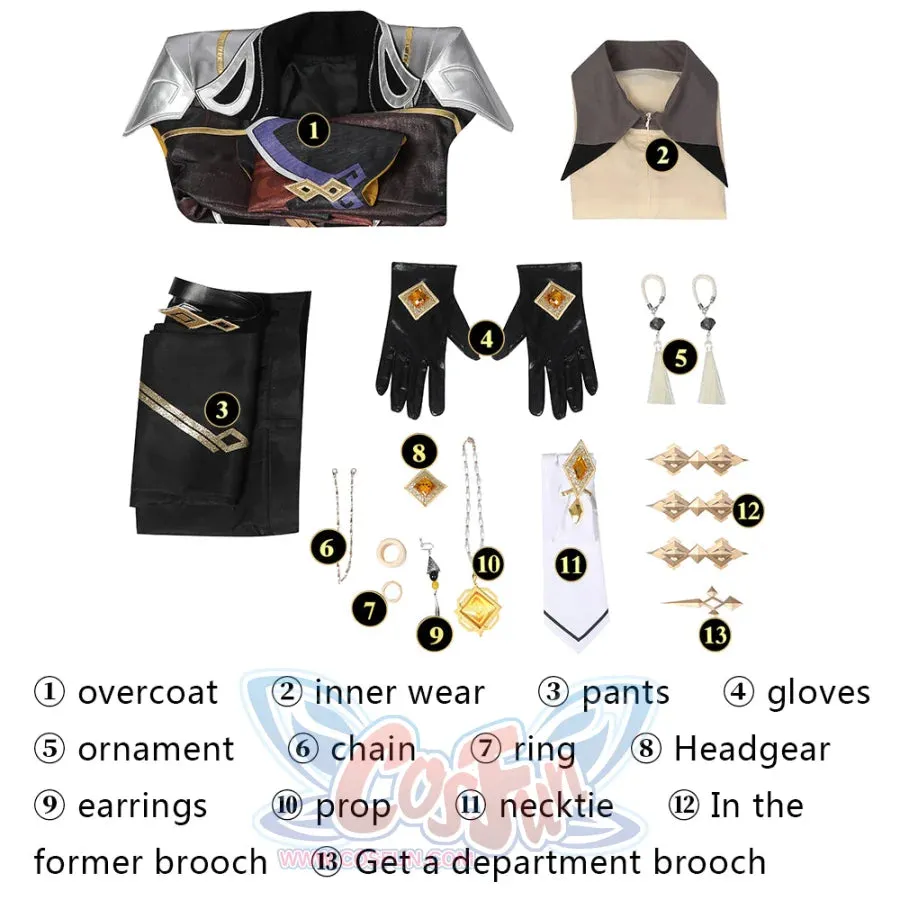 Genshin Impact Zhongli Cosplay Costume C02946  AA