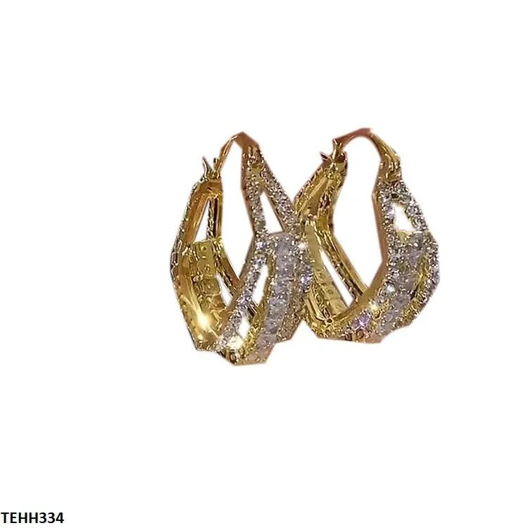 Golden twisted Layered Ear Hoops Pair