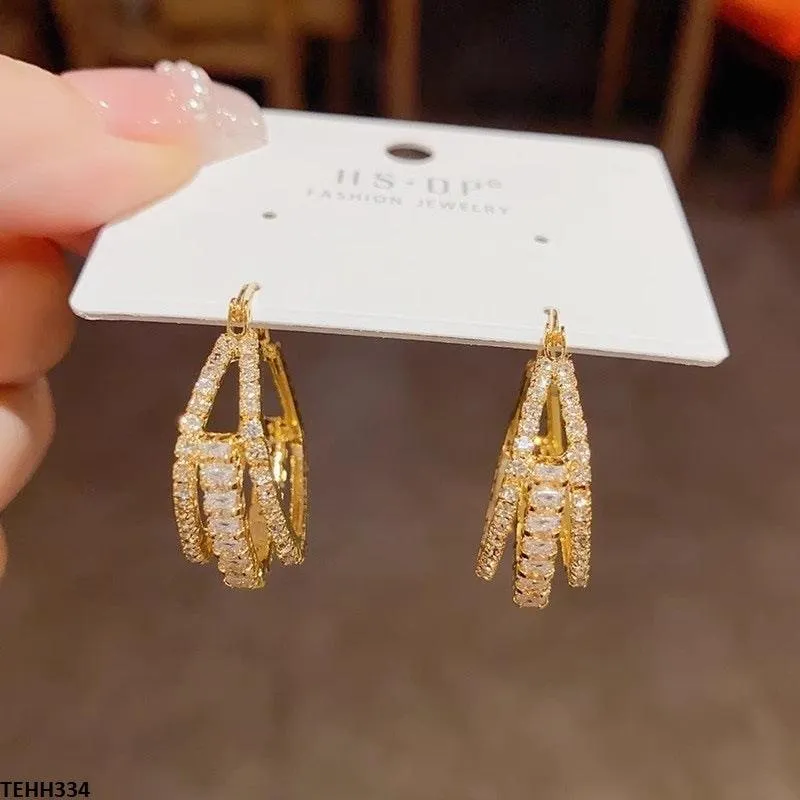 Golden twisted Layered Ear Hoops Pair