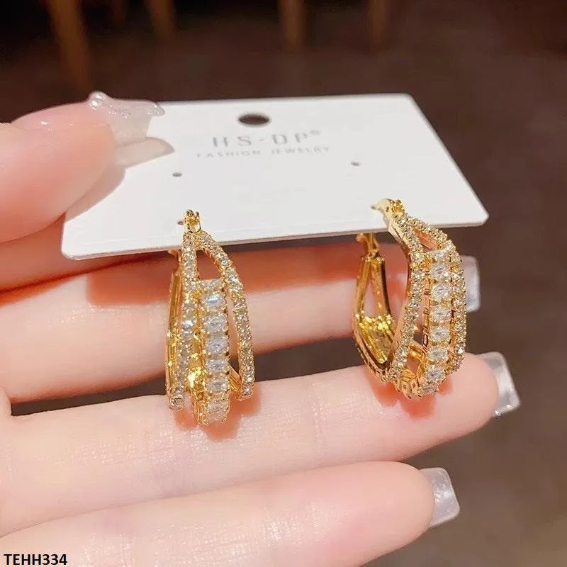Golden twisted Layered Ear Hoops Pair