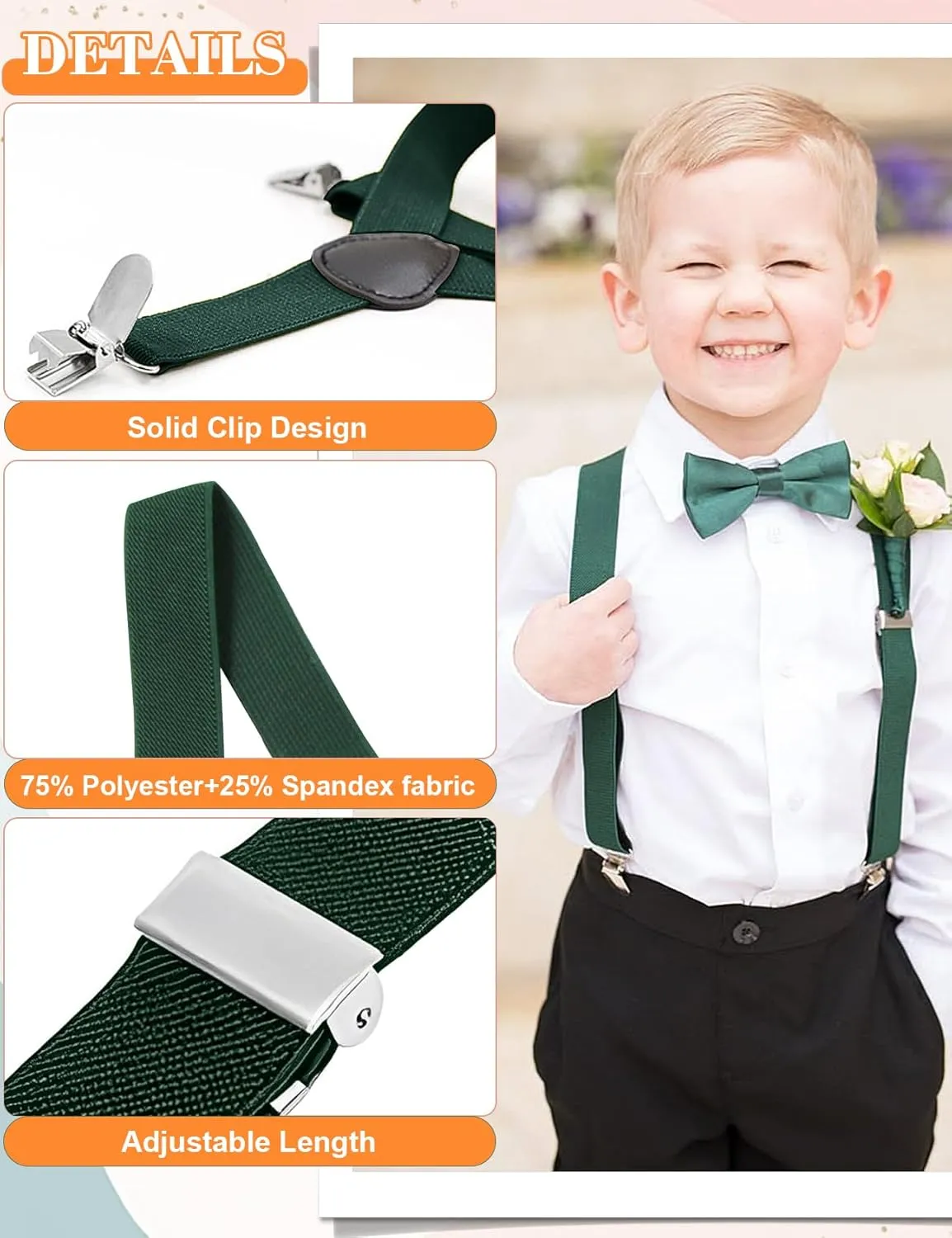 HANERDUN Kids Suspenders Bowtie Sets Adjustable Suspender Set for Boys and Girls