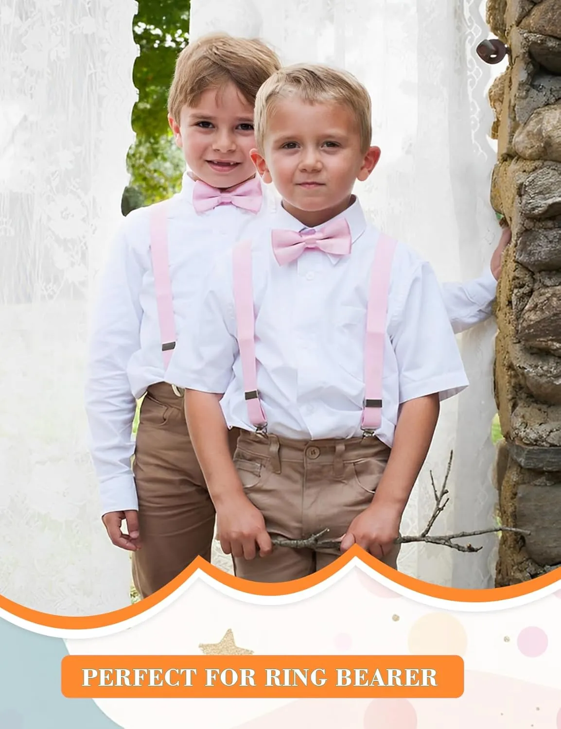 HANERDUN Kids Suspenders Bowtie Sets Adjustable Suspender Set for Boys and Girls