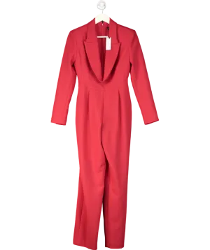 Karen Millen Red Curved Neckline Tailored Blazer Jumpsuit UK 8