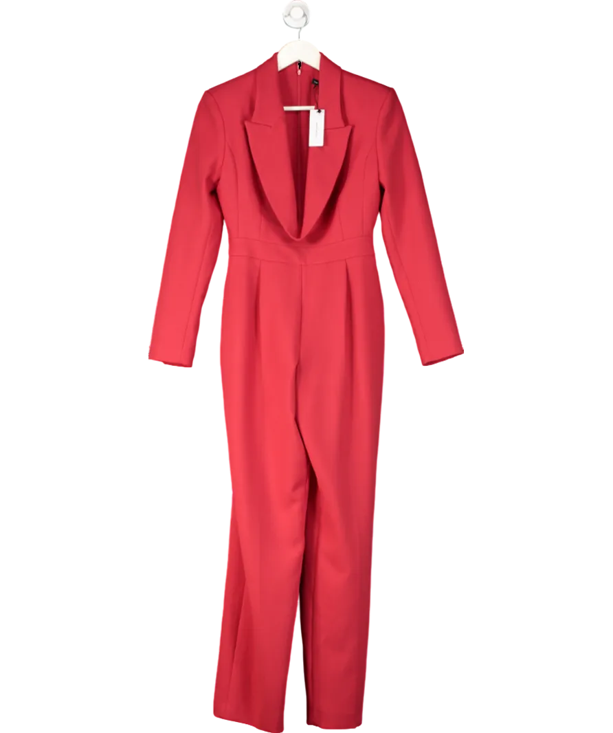 Karen Millen Red Curved Neckline Tailored Blazer Jumpsuit UK 8