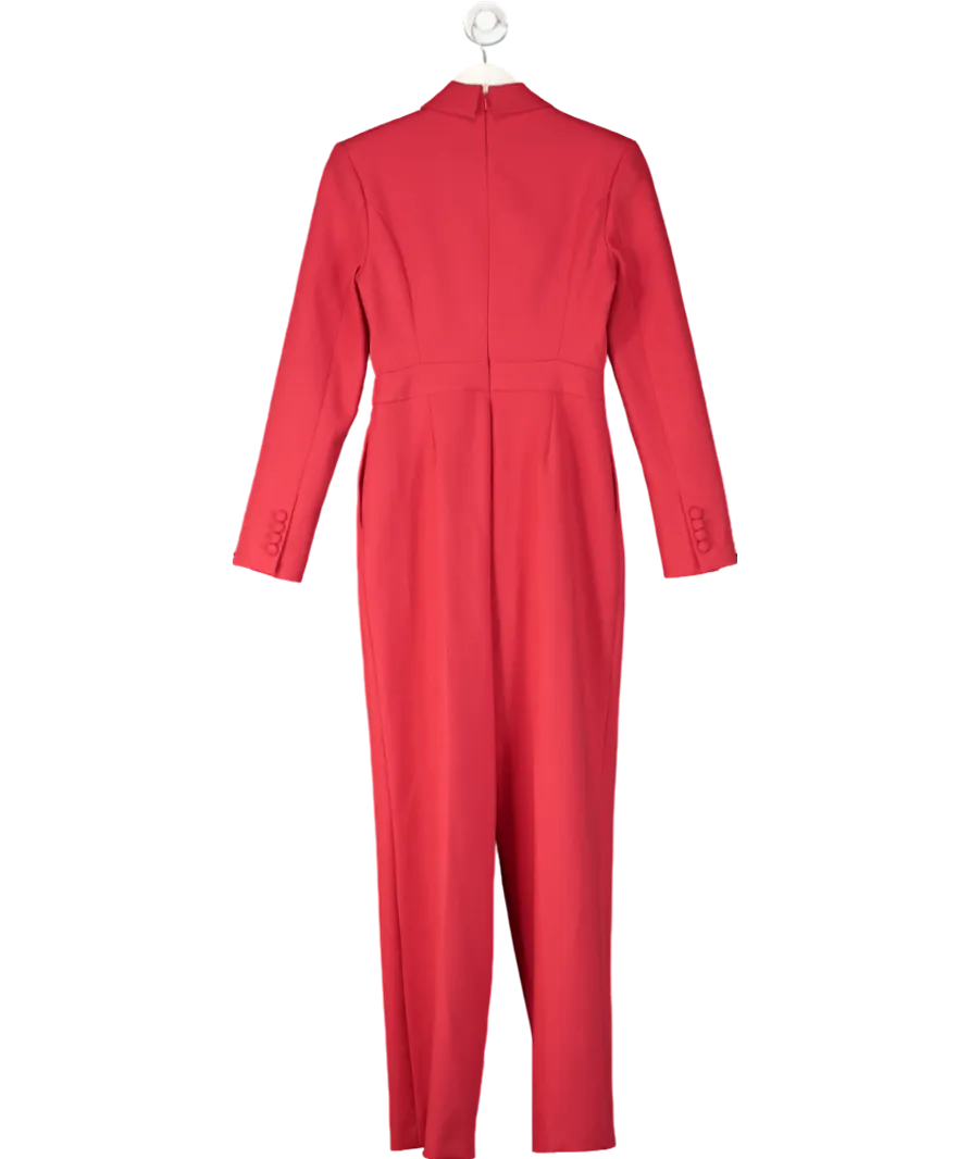 Karen Millen Red Curved Neckline Tailored Blazer Jumpsuit UK 8