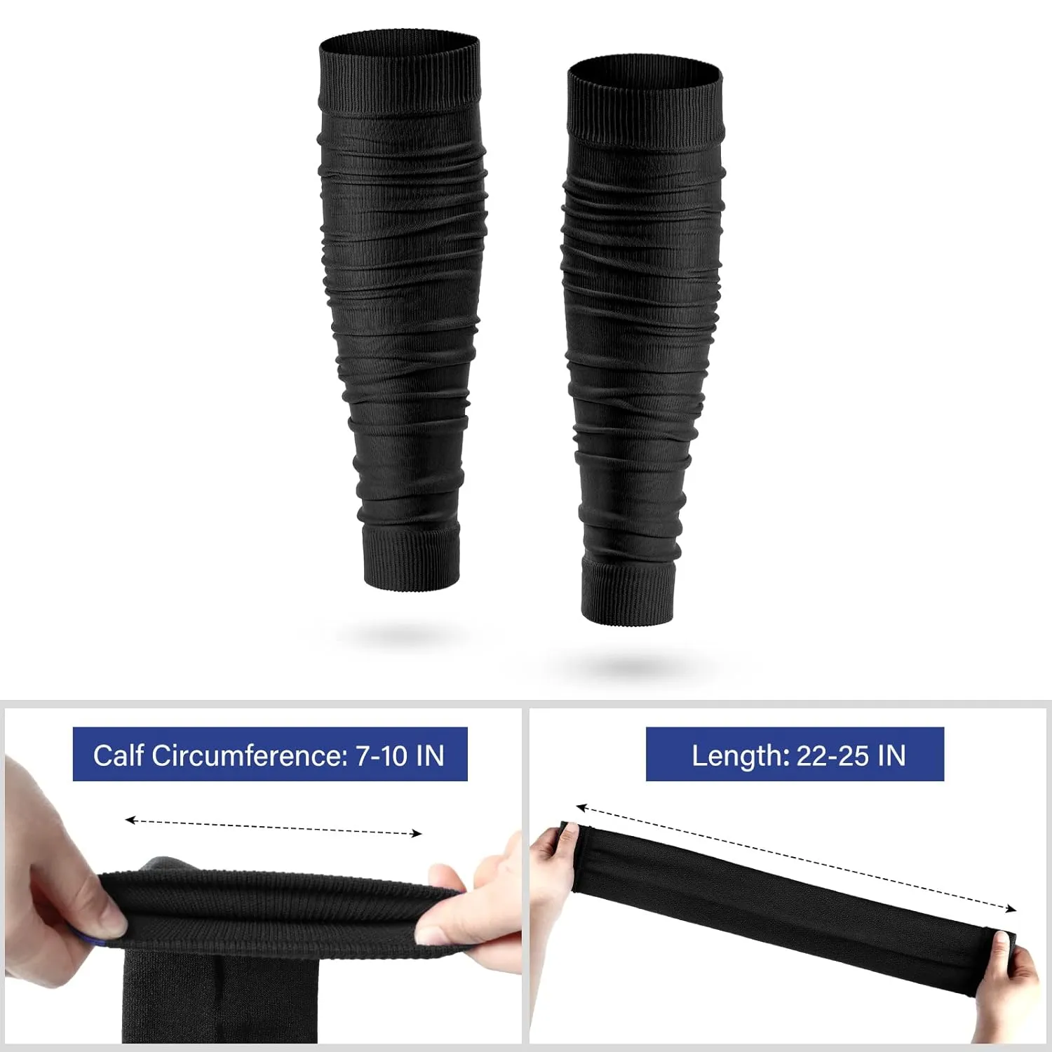 Kasyat Football Scrunch Leg Sleeve for Men Calf Compression Sleeve Scrunch Soccer Sock for Adult Youth Women Athlete Sports Hockey(Black)