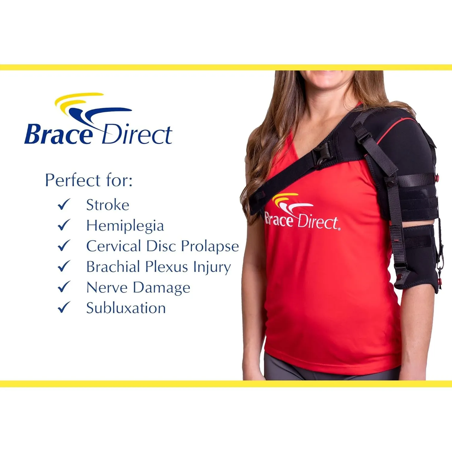 Ottobock Shoulder Stabilizer Orthosis L3670- Arm Brace for Stroke, Hemiparesis, Subluxation, Rehabilitation- Left or Right Shoulder, Shoulder Stabilizer- Black-Red, M - Left