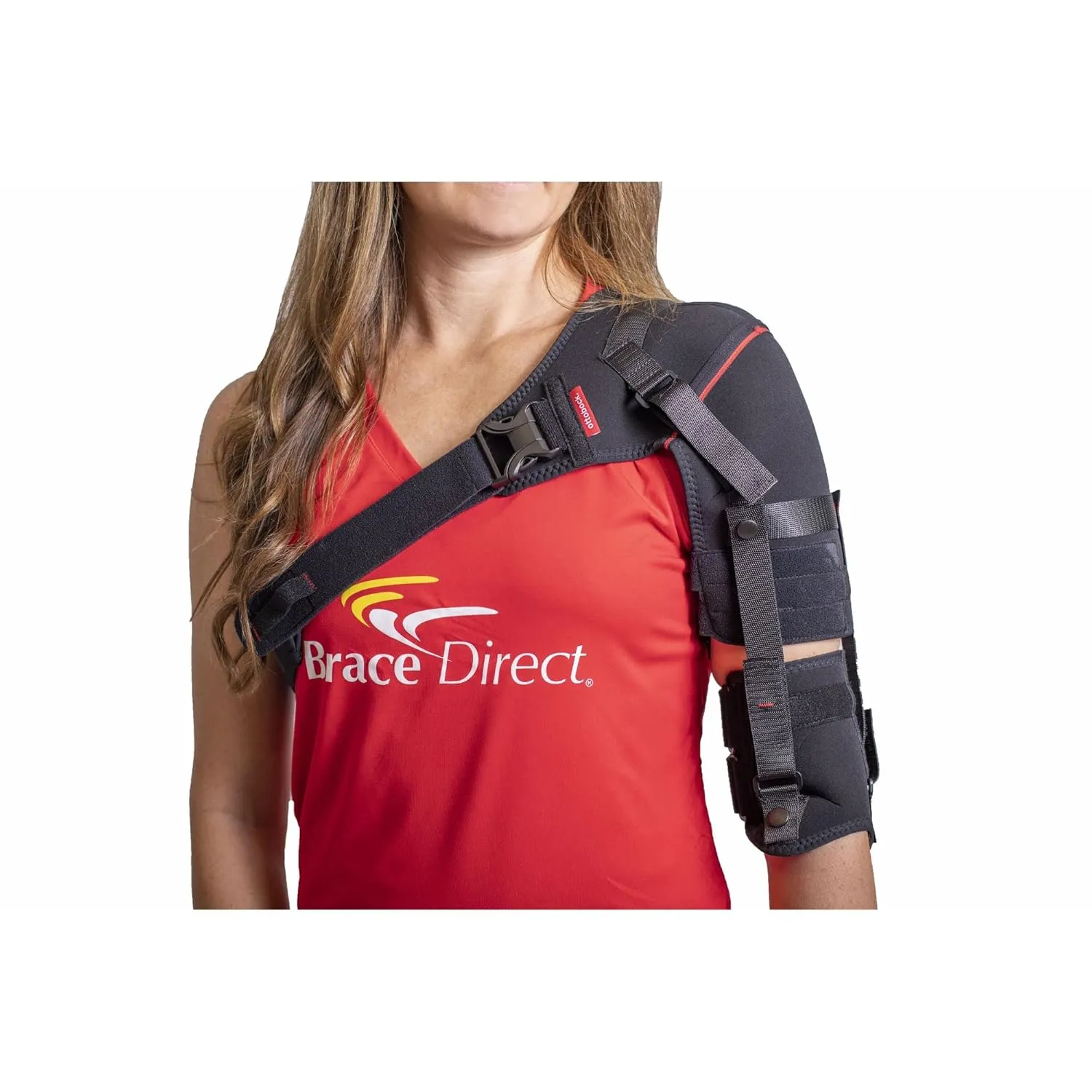 Ottobock Shoulder Stabilizer Orthosis L3670- Arm Brace for Stroke, Hemiparesis, Subluxation, Rehabilitation- Left or Right Shoulder, Shoulder Stabilizer- Black-Red, M - Left