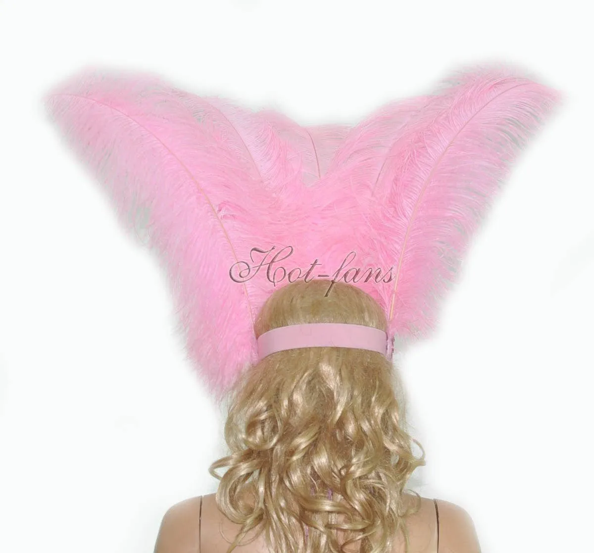 Pink Showgirl Open Face Ostrich feather Headdress