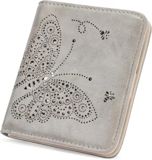 Small RFID Wallet Women Ultra Thin Slim Womens Wallet Mini Compact Bifold Pocket Ladies Wallets for Women GRAY