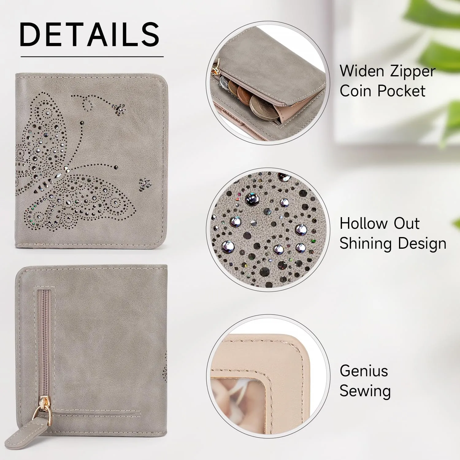 Small RFID Wallet Women Ultra Thin Slim Womens Wallet Mini Compact Bifold Pocket Ladies Wallets for Women GRAY
