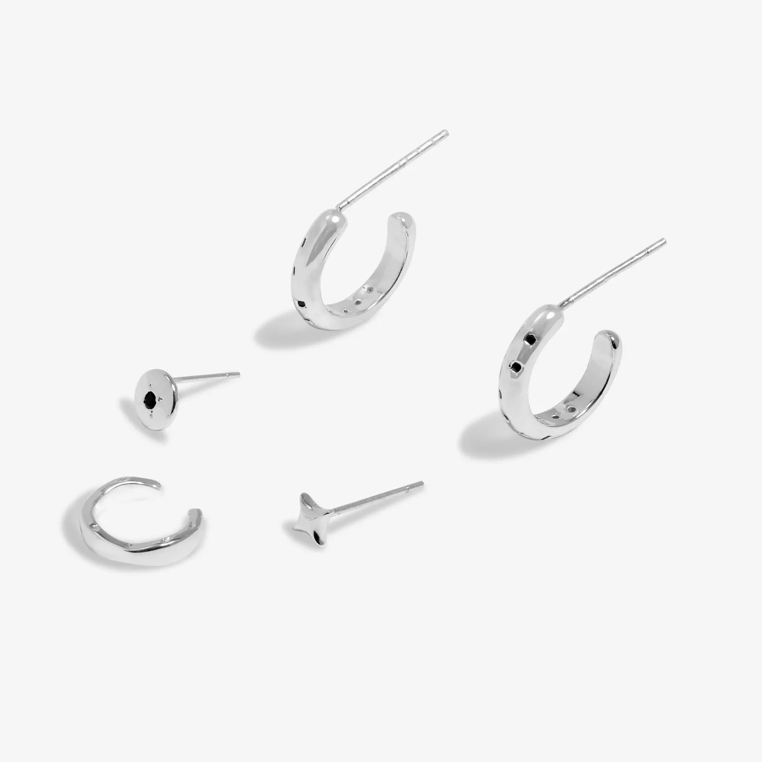 Stacks Of Style Set Of Silver Gem Silver Plated Earrings 7826