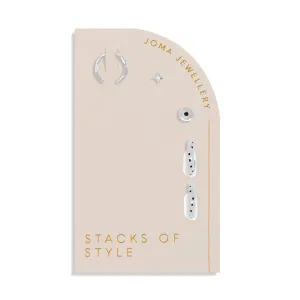 Stacks Of Style Set Of Silver Gem Silver Plated Earrings 7826