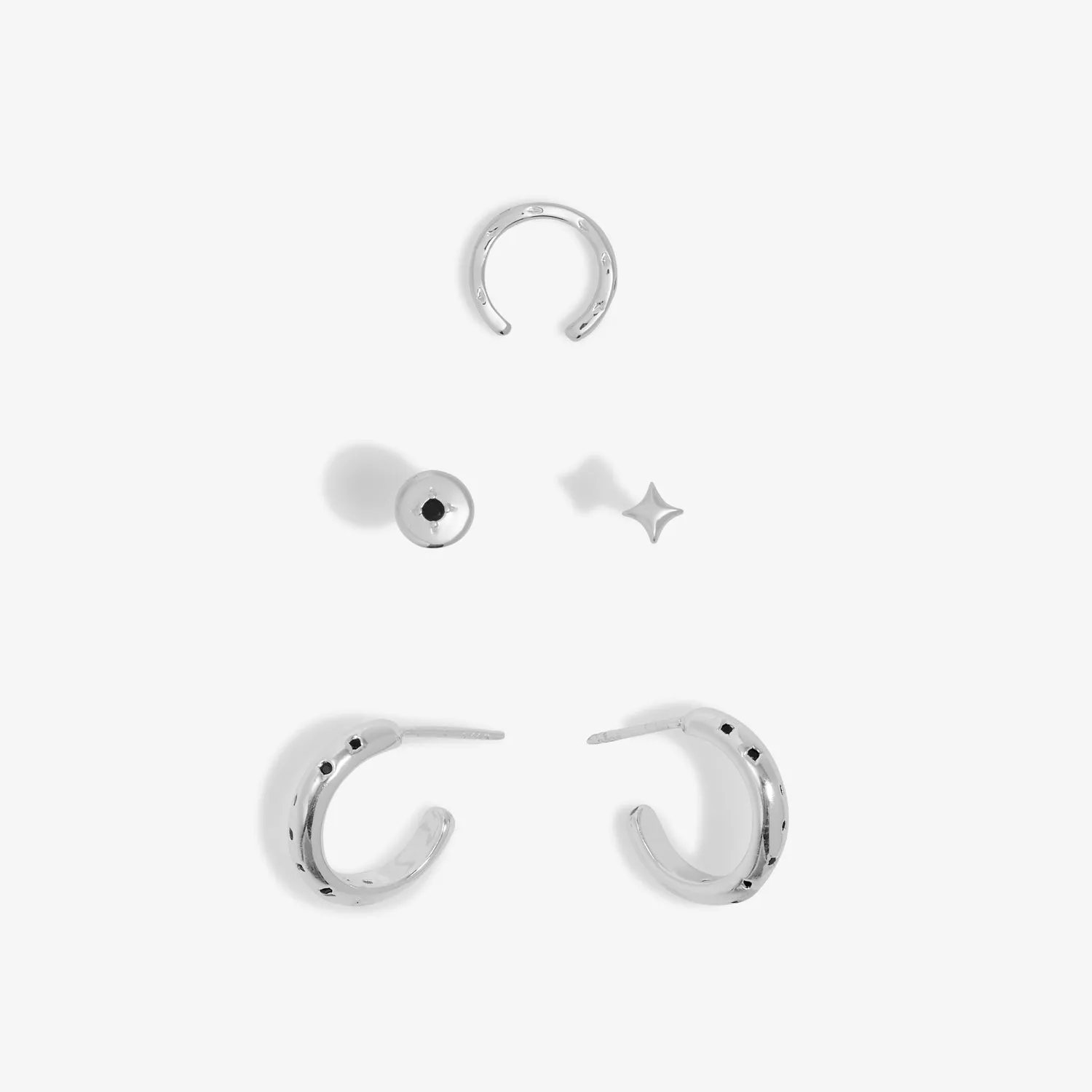 Stacks Of Style Set Of Silver Gem Silver Plated Earrings 7826