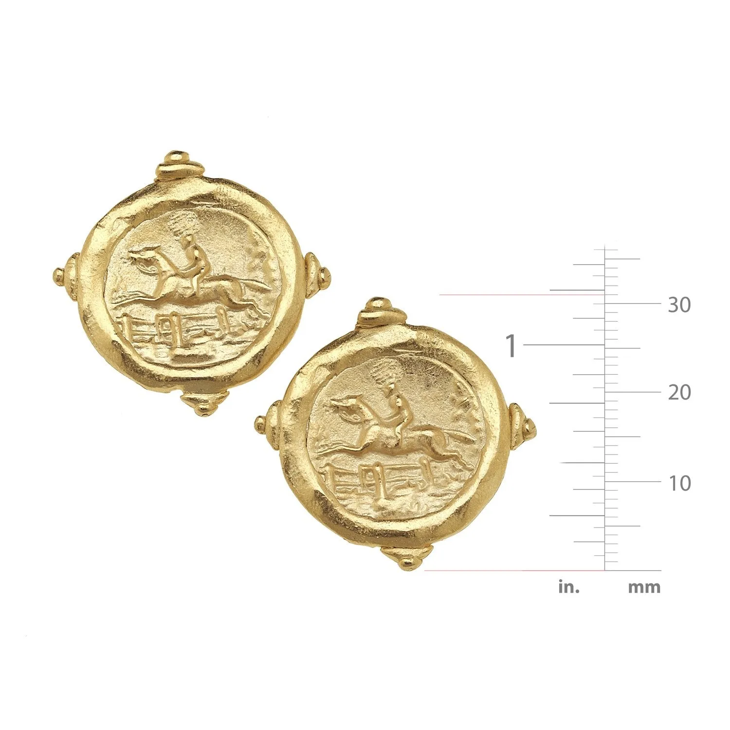 Susan Shaw Handcast Equestrian Intaglio Clip-On Earrings
