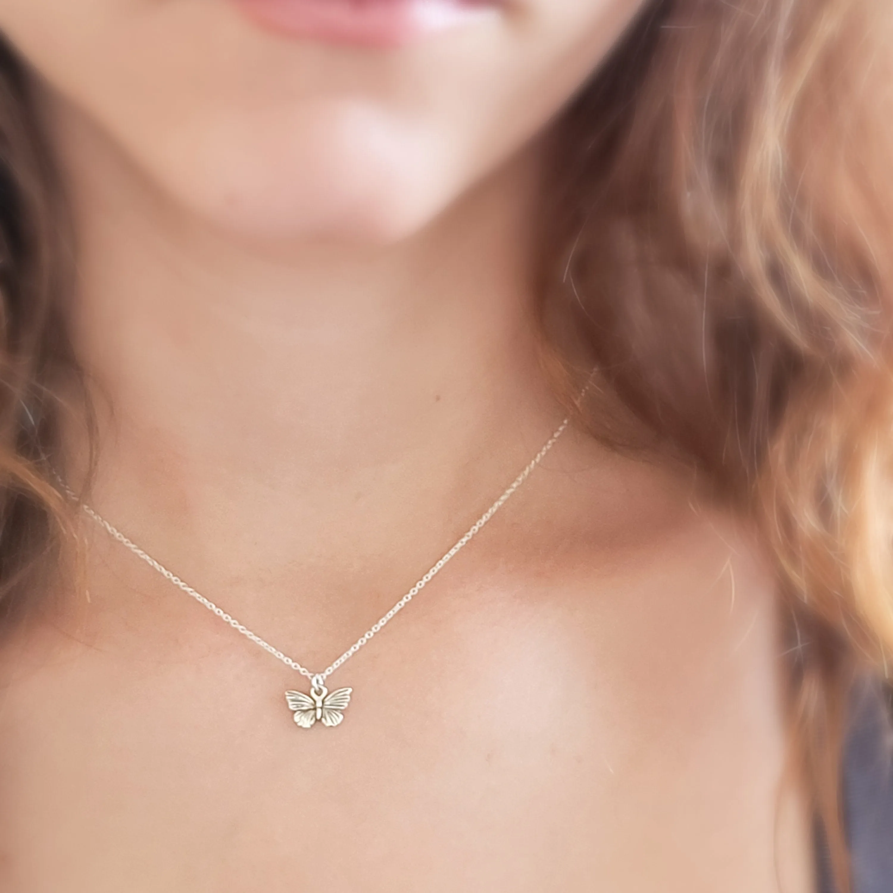 Tiny Butterflies Necklace & Earring Set