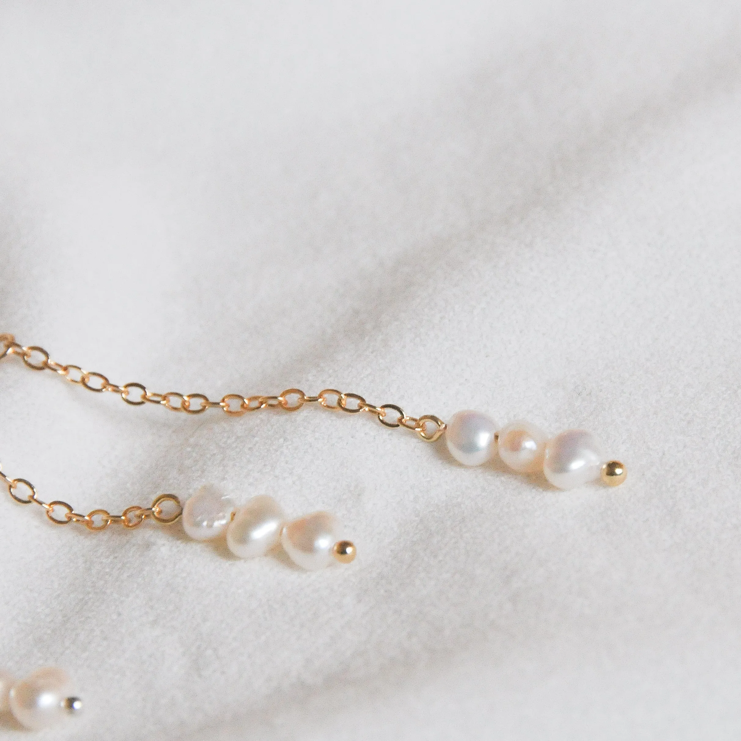 Triple Pearl Chain Earrings