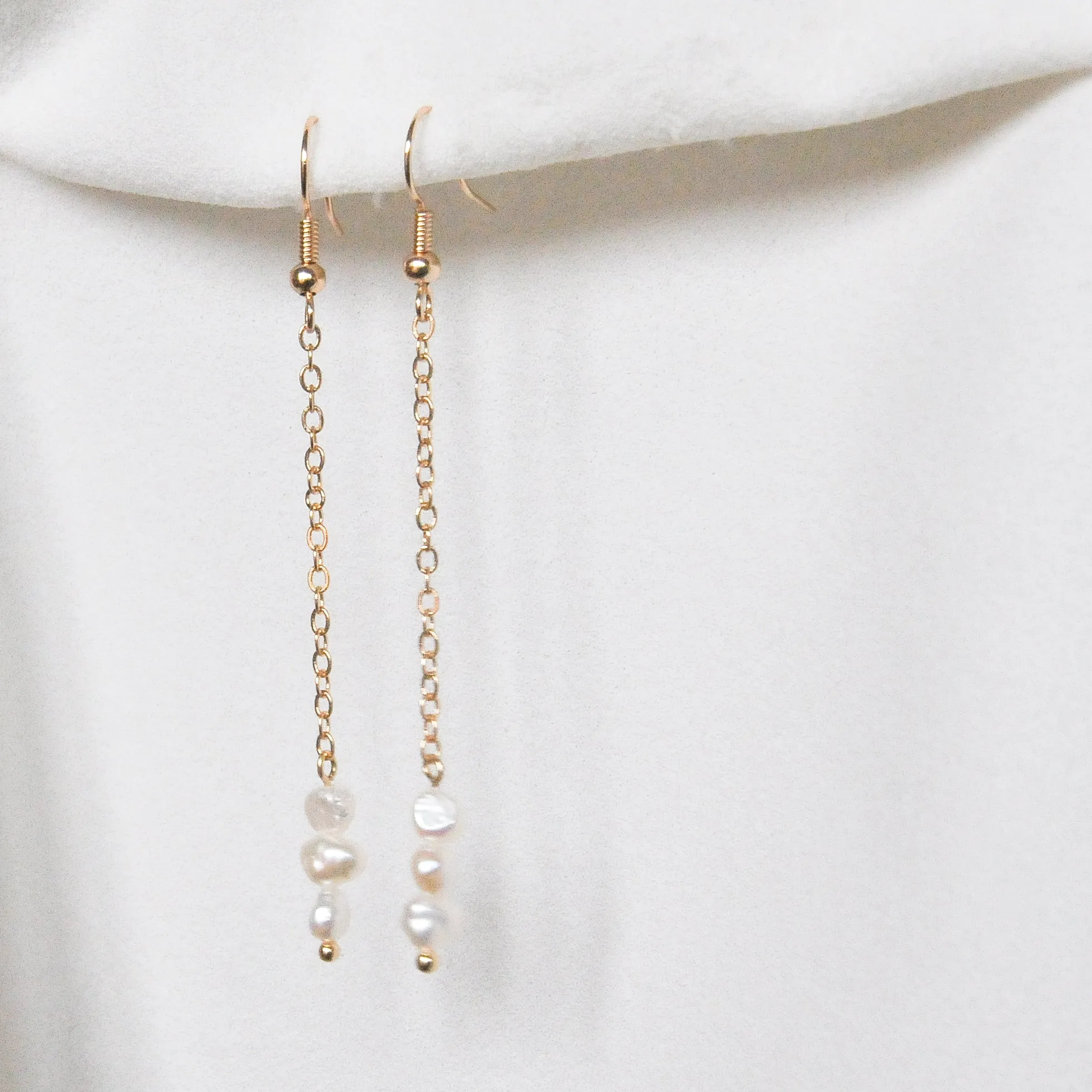 Triple Pearl Chain Earrings