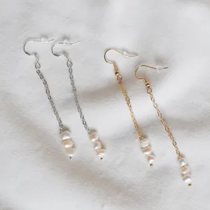 Triple Pearl Chain Earrings