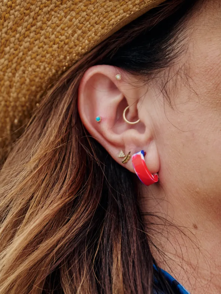 Unisex Folds of Honor RWB Step Earrings