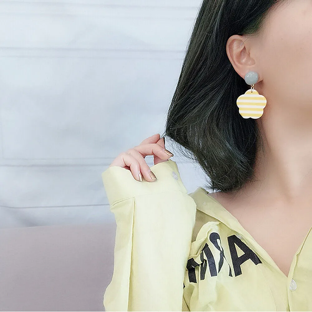 US Pom Pom Flower Balloon Daisy Vintage Heart Cat Star Fruit Earrings /Ear Clips