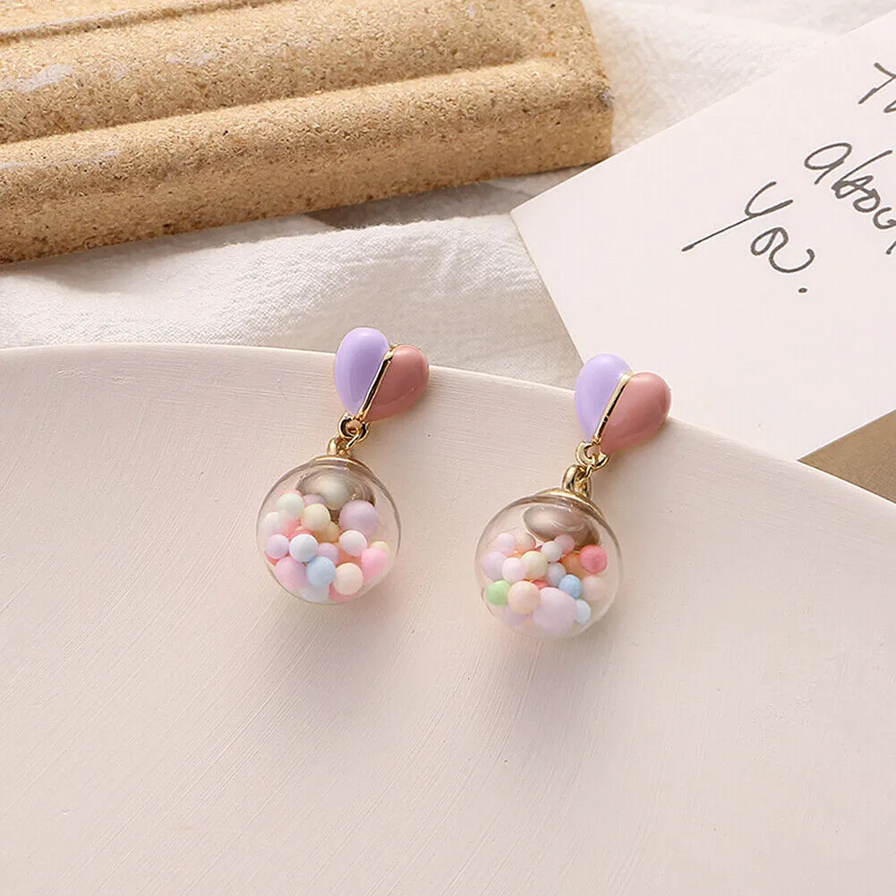 US Pom Pom Flower Balloon Daisy Vintage Heart Cat Star Fruit Earrings /Ear Clips