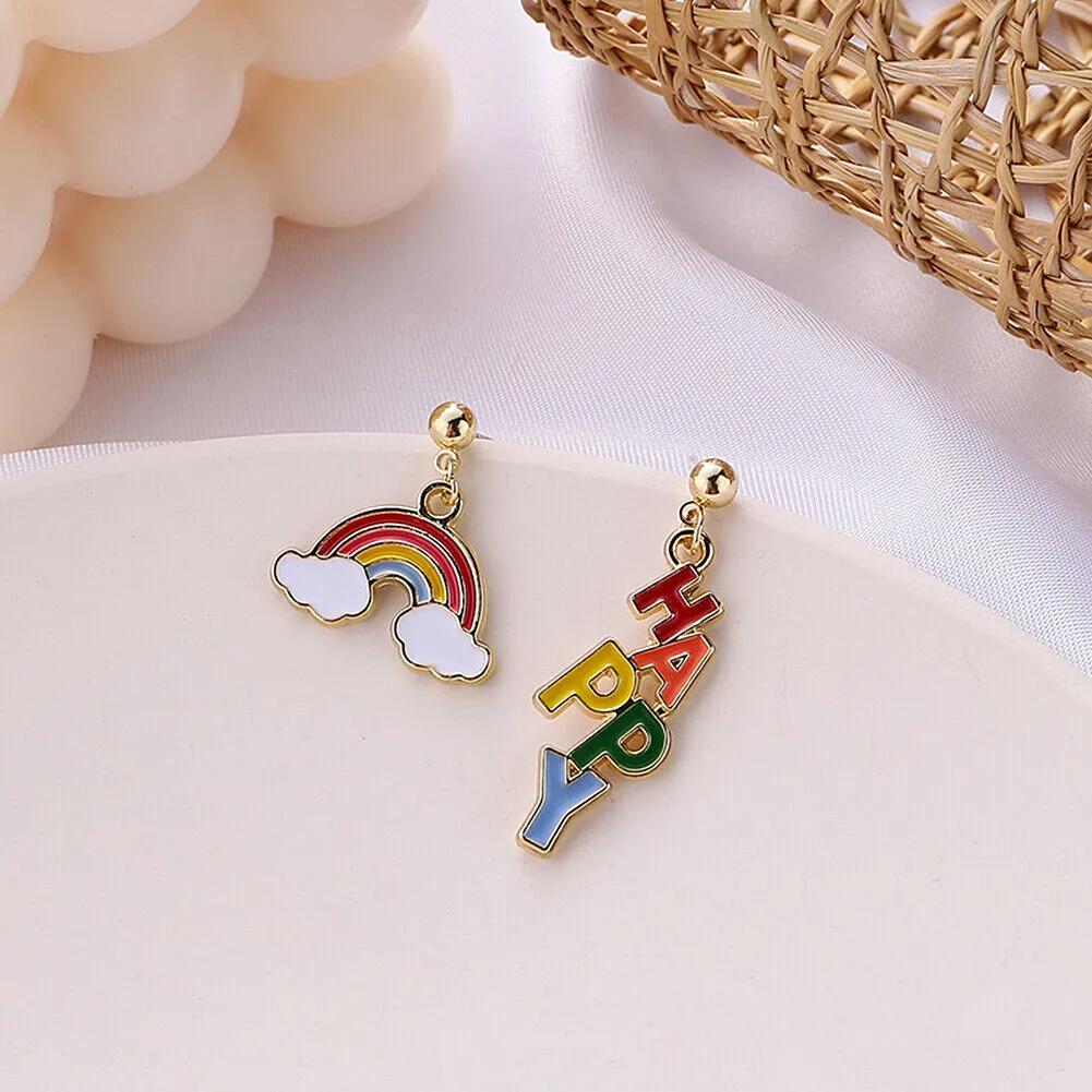 US Pom Pom Flower Balloon Daisy Vintage Heart Cat Star Fruit Earrings /Ear Clips