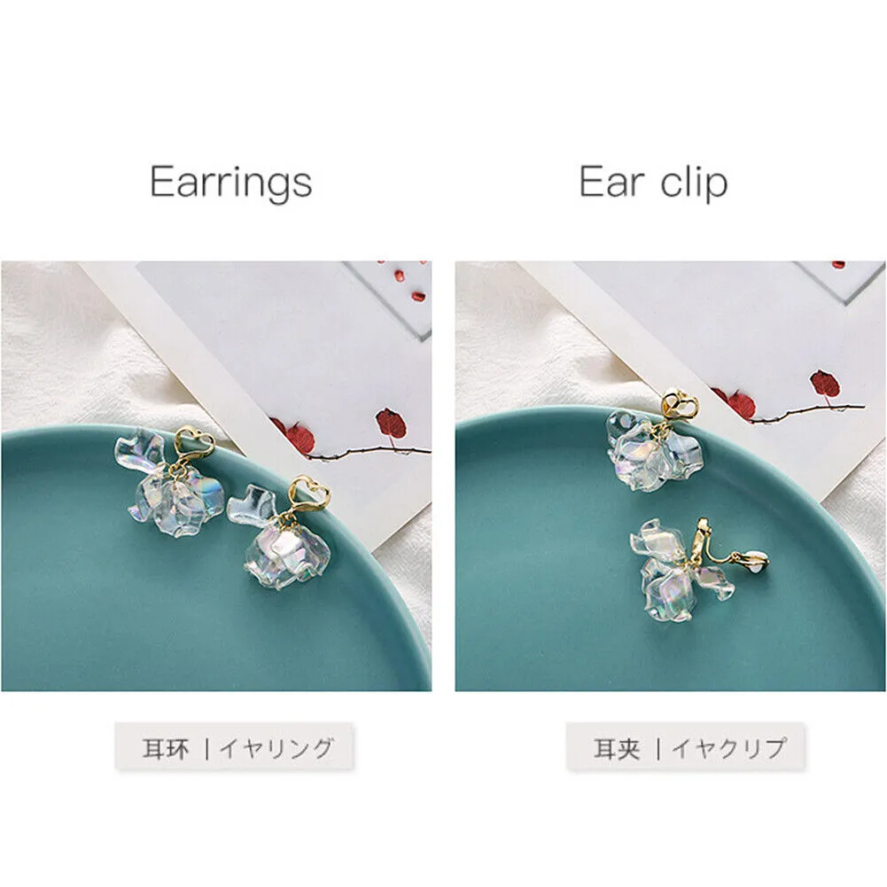 US Pom Pom Flower Balloon Daisy Vintage Heart Cat Star Fruit Earrings /Ear Clips