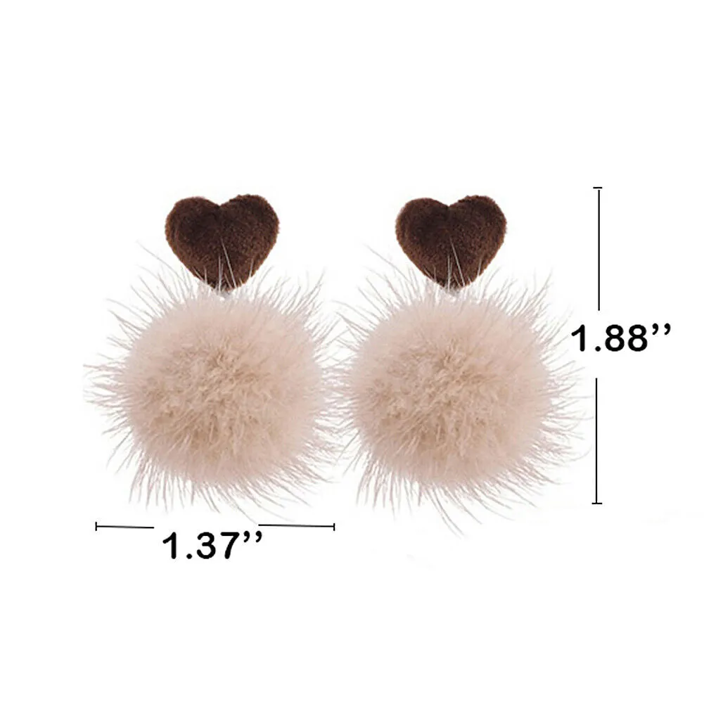 US Pom Pom Flower Balloon Daisy Vintage Heart Cat Star Fruit Earrings /Ear Clips