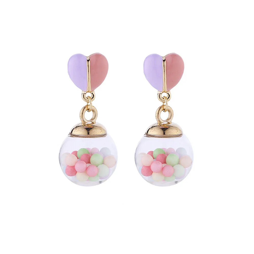 US Pom Pom Flower Balloon Daisy Vintage Heart Cat Star Fruit Earrings /Ear Clips