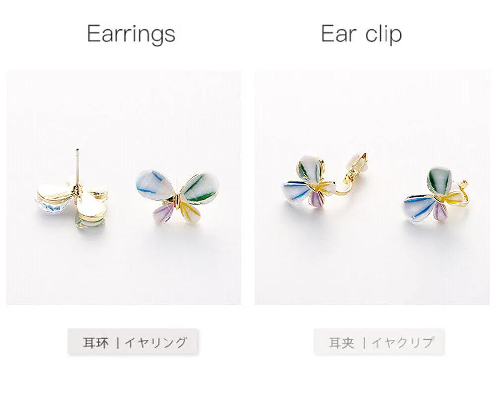 US Pom Pom Flower Balloon Daisy Vintage Heart Cat Star Fruit Earrings /Ear Clips