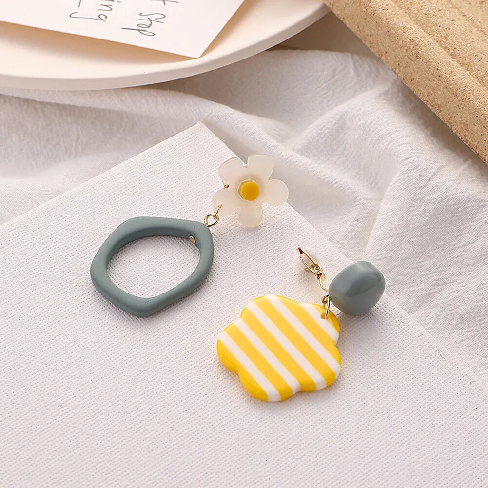 US Pom Pom Flower Balloon Daisy Vintage Heart Cat Star Fruit Earrings /Ear Clips