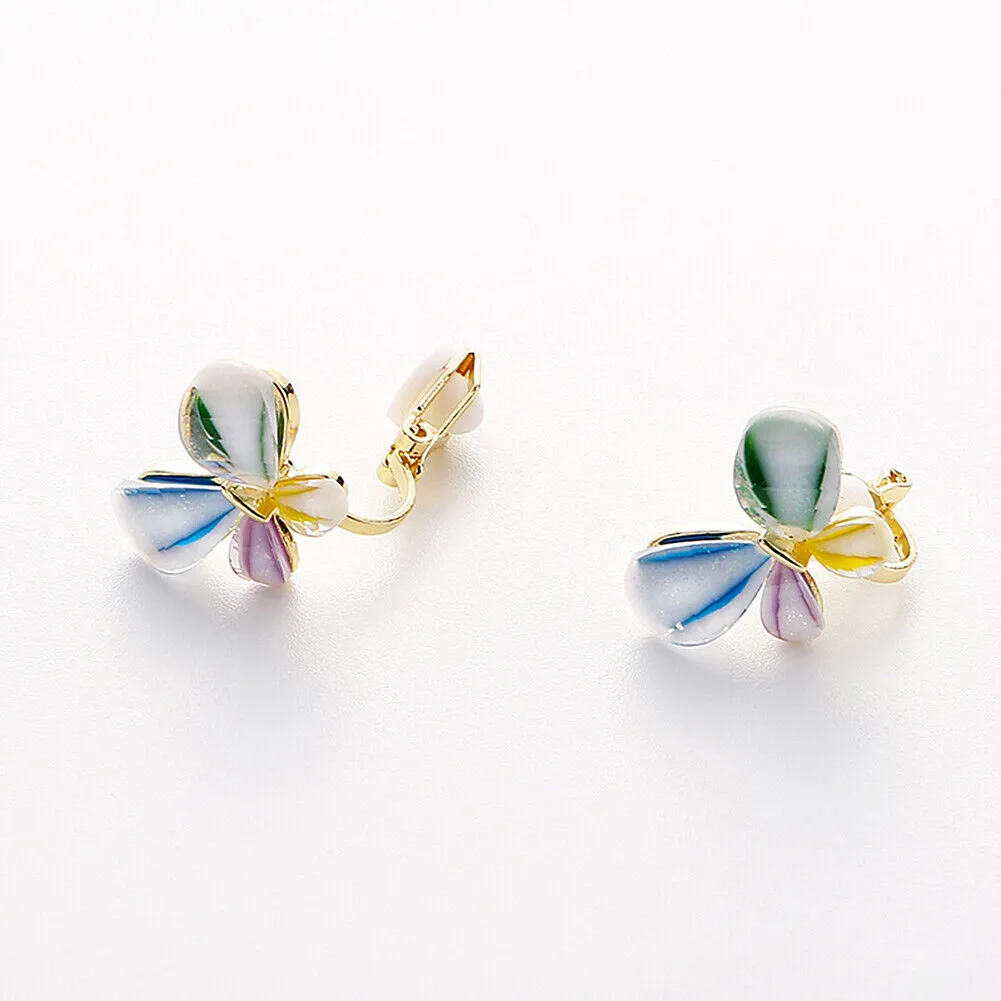 US Pom Pom Flower Balloon Daisy Vintage Heart Cat Star Fruit Earrings /Ear Clips